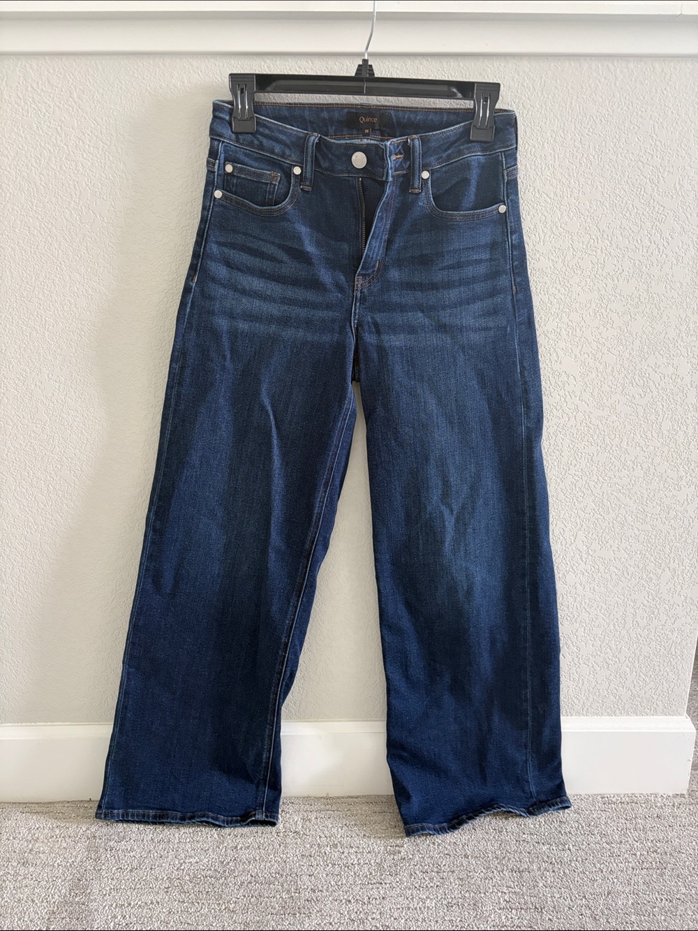 Quince Dark Blue Cropped Wide-Leg Jeans - Bella Stretch
